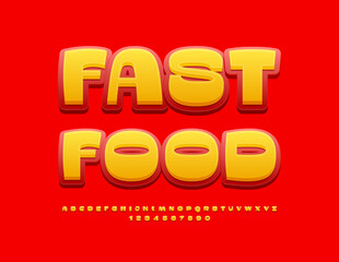 Vector advertising template Fast Food for Cafe, Restaurant, Menu. Modern Bright Font. Trendy Alphabet Letters and Numbers set.