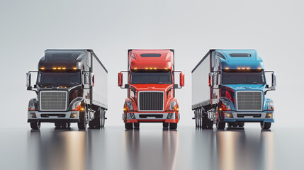 Trucks on a grey background. 3d rendering, 3d illustration. generativa IA - obrazy, fototapety, plakaty