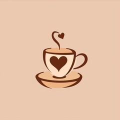 Heart shaped Coffee Cup Logo