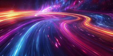 Journey of vibrant light streams into a gravitational singularity in space. Concept Space Photography, Galactic Phenomena, Astrophysics Theories, Black Hole Research, Cosmic Exploration