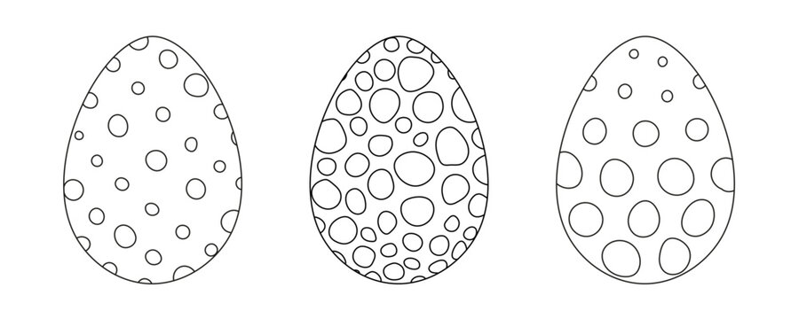 Hand-drawn dragon eggs isolated on a transparent background. Anti-stress coloring page. Vector illustration