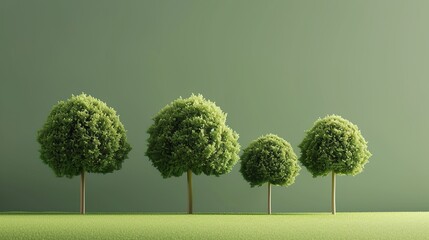 Green trees isolated on white background. Forest and foliage in summer. Row of trees and shrubs. - Powered by Adobe