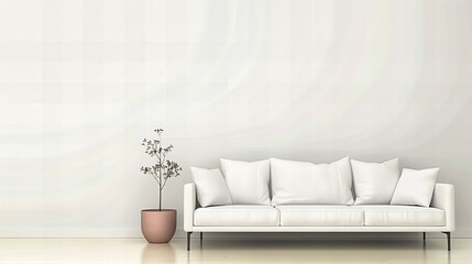 Scandinavian Style Living Room with Comfortable Modern Sofa, Elegant Decor, and Bright Window for a Relaxing Space