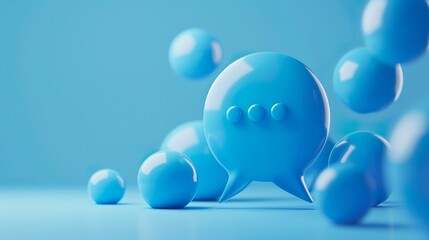 3d blue icon speech background