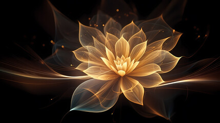 Abstract portrait of golden flowers, spectacular background with bright atmosphere