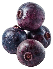 Fresh ripe blueberries with water drops for healthy eating, cut out - stock png.