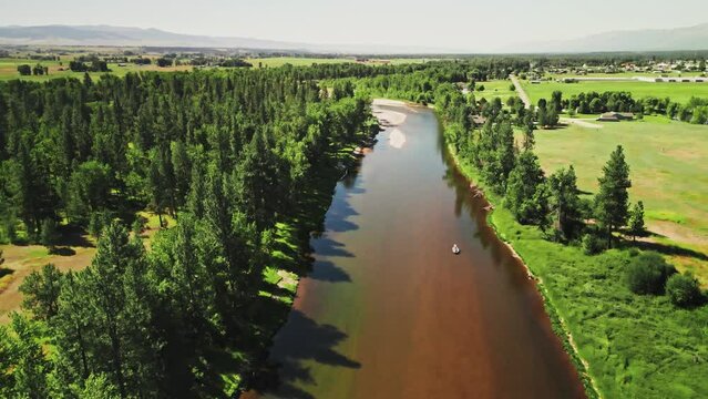 Aerial View of Bitterroot River and Valley