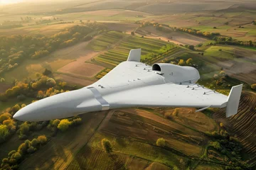 Fotobehang Iranian kamikadze drone with jet engine flying in the air. UAV combat mission - 3d rendering © bbsferrari