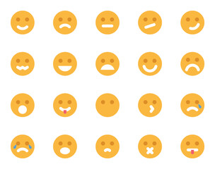 Flat color icons set for Emoji.