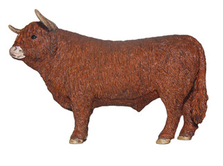 Toy Highland bull isolated on white