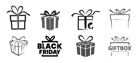 Abstract Gift Boxes Collection Set logo Vector Design Icons Symbol Illustration