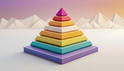 A colorful pyramid of stacked shapes.