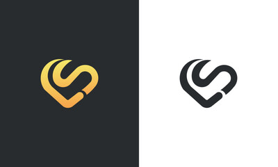 CS initials love monogram logo design vector illustration - obrazy, fototapety, plakaty
