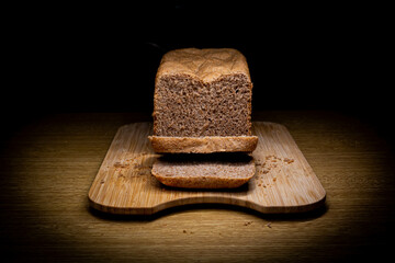 sliced bread on a wooden board