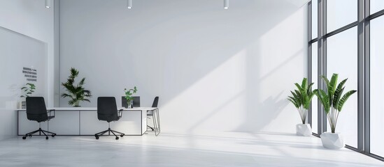 White wall open space office interior