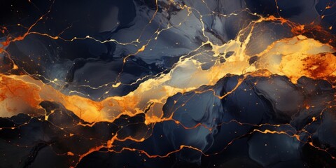 Orange and Black Abstract Painting Generative AI