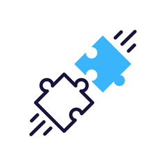 Puzzle pieces fitting together icon. Vector illustration for connection, solution,  complementarity, and problem solving concept