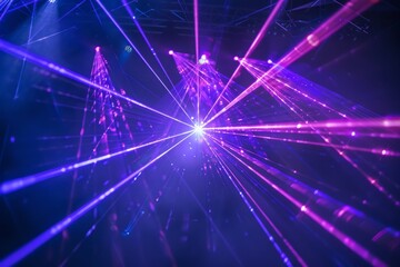 Fototapeta premium Lot of beautiful multi-colored laser beams in dark