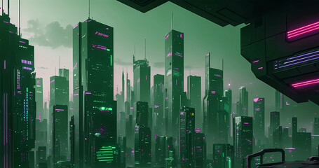 Abstract fantasy dark night city background concept