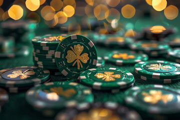 Blockchain and cryptocurrency in gambling reshaped by the luck of the clover - obrazy, fototapety, plakaty