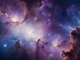 Nebula and galaxies in space with stars