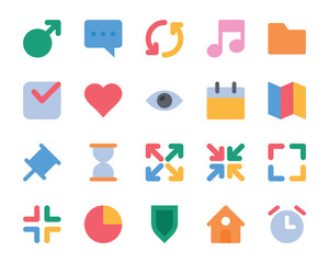 Flat color icons set for User interface.