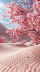 Desert sands whisper to the cherry blossom mirage of renewal in barren lands