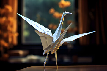 Naklejka premium Paperstyle origami crane, ppaperstyle crane, paper crane, paperstyle animal