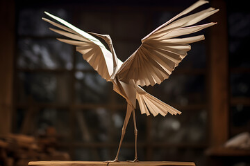Naklejka premium Paperstyle origami crane, ppaperstyle crane, paper crane, paperstyle animal