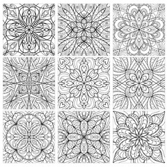 Outline Mandalas collection for coloring book. Anti-stress therapy patterns 