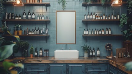 Bathroom Wall Filled With Bottles