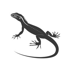 Naklejka premium Silhouette lizard animal black color only full body