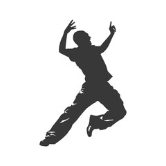 Silhouette person dancing together in action black black color only