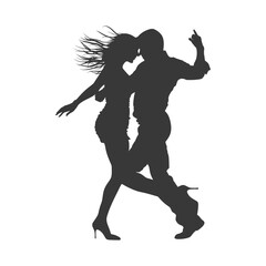 Fototapeta na wymiar Silhouette person dancing together in action black black color only