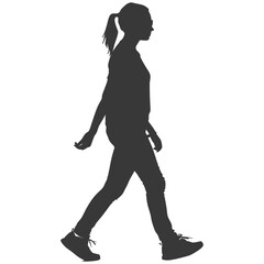 Fototapeta na wymiar Silhouette person women walking in action black color only