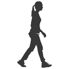 Fototapeta na wymiar Silhouette person women walking in action black color only