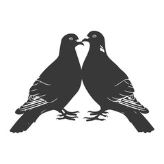 Silhouette pigeon bird animal fly couple pigeon black color only - obrazy, fototapety, plakaty