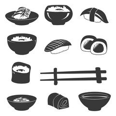 Silhouette Sushi dish collection set black color only
