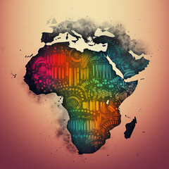 digital painting african continent in the form of unique finger print