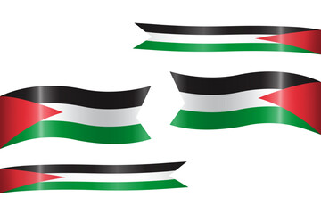 set of flag ribbon with colors of Palestin for independence day celebration decoration