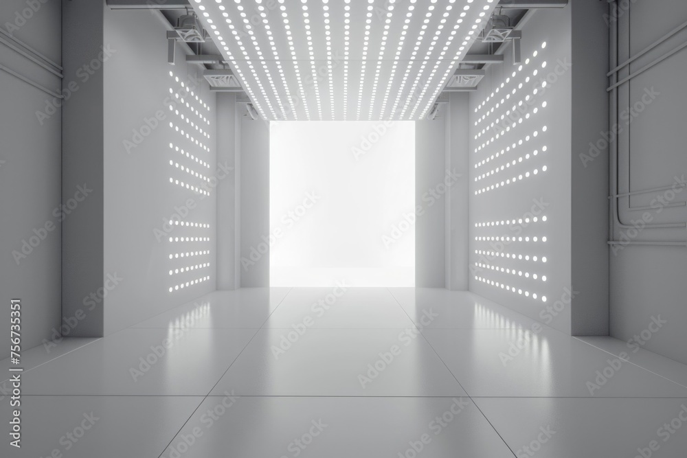 Poster An empty room with light coming in from the ceiling. Suitable for interior design projects