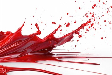 A vibrant red paint splash on a clean white background. Perfect for design projects