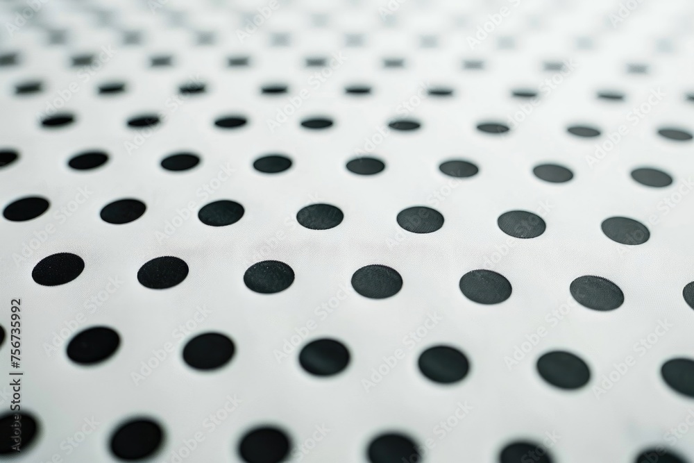 Poster detailed view of a black and white polka dot pattern, perfect for backgrounds and textiles