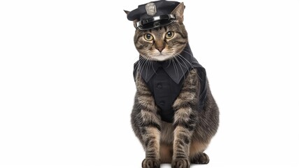 Fototapeta premium American Keuda Cat in police uniform