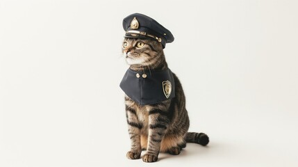cat, Brazilian Shorthair Cat in police uniform
