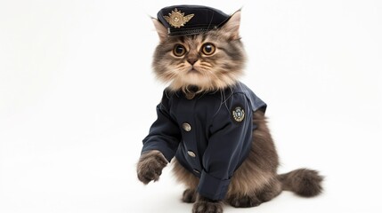 cat, British Semi-longhair Cat in police uniform
