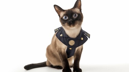 cat, Burmese Cat in police uniform