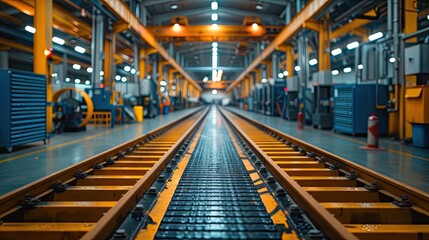 A close-up view of a factory workshop interior, revealing various industrial machines