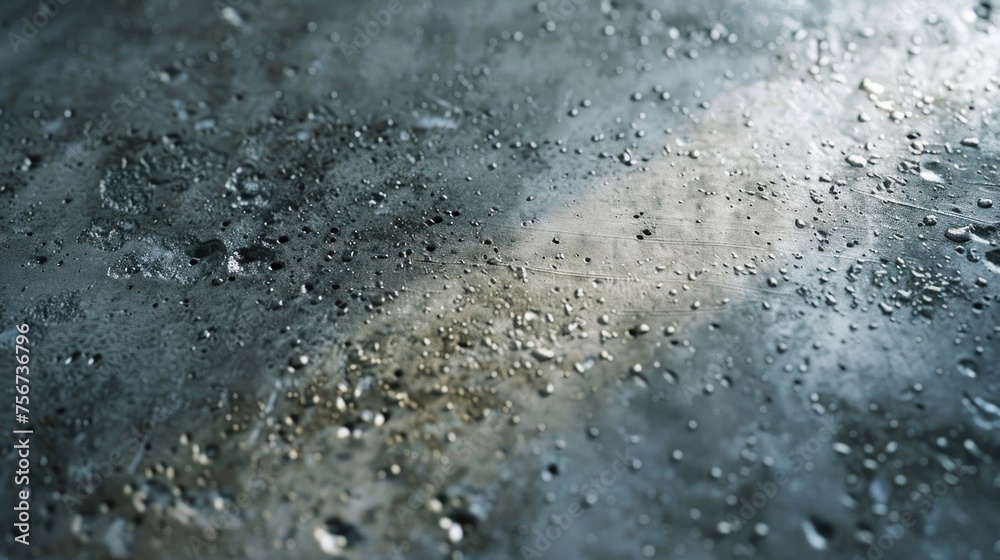 Poster Close-up view of water droplets on a metal surface, suitable for backgrounds or textures
