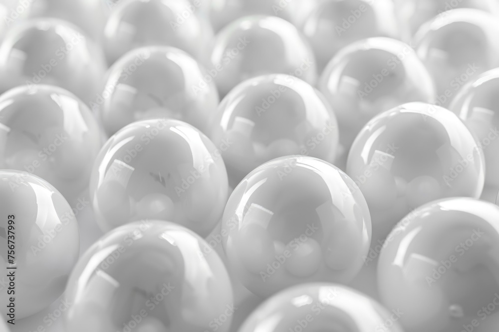 Poster white balls arranged on a table, suitable for various creative projects